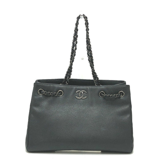 CHANEL CC Coco Mark Tote Bag, Chain Bag, Handbag, Shoulder Bag, Caviar Leather, Women's, Gray