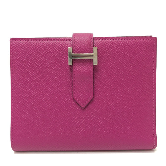 HERMES Bearn Compact Wallet, Bi-fold Wallet, Epsom Leather, Women's, Rose Purple