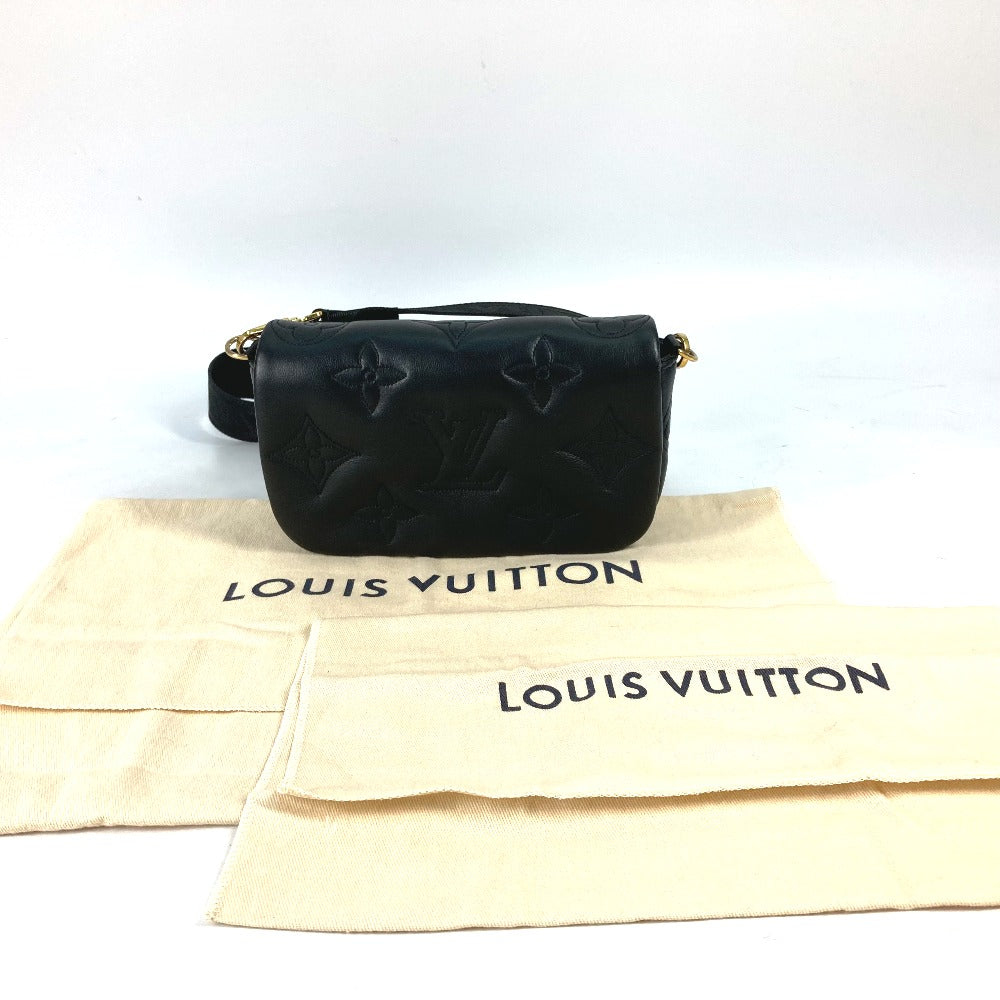 LOUIS VUITTON M81398 モノグラム バブルグラム ウォレットオンストラップ 長財布 斜め掛け クラッチバッグ 2WAYバッグ ショルダーバッグ レザー レディース ブラック