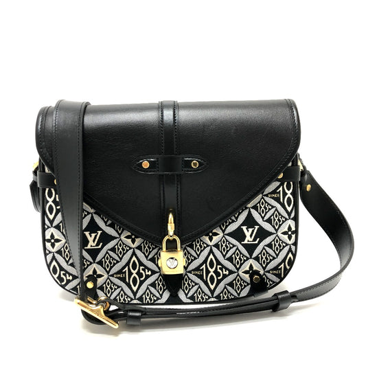 LOUIS VUITTON M57488 Since1854 Neo Saumur MM Shoulder Bag in Canvas/Leather, Women's, Black/Navy