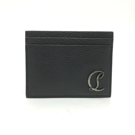 Christian Louboutin logo pass case, business card holder, commuter pass holder, card case, leather, unisex, black