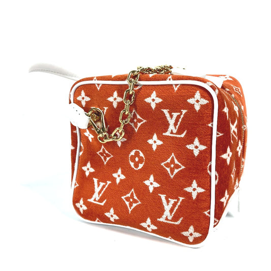 LOUIS VUITTON M46212 LV Match Square Bag, 2-Way Chain Shoulder/Handbag, Velvet, Women's, Terracotta Brown/Orange