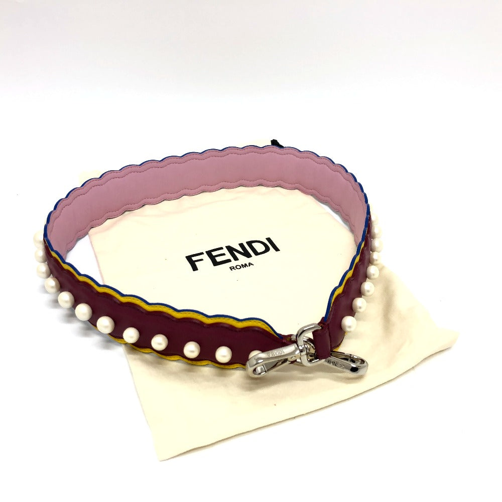 FENDI Faux Pearl Strap You Spare Shoulder Strap Leather Women's Multicolor