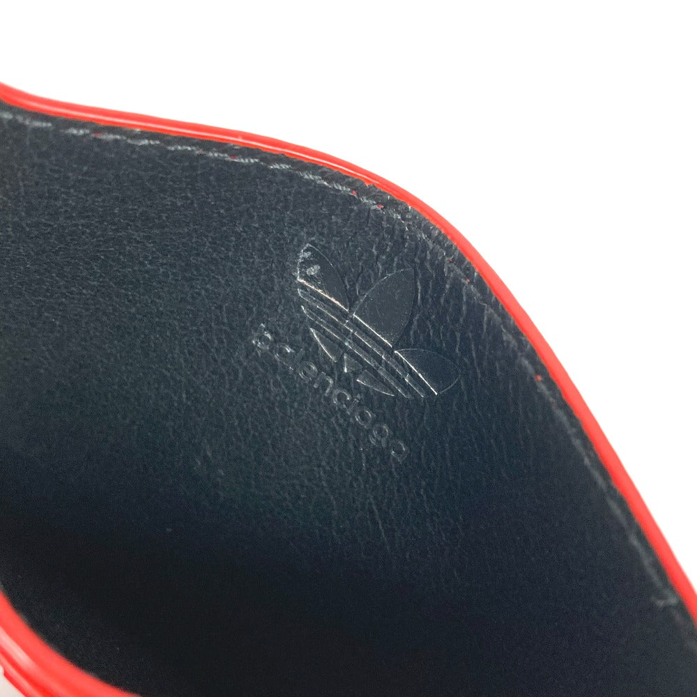 BALENCIAGA 721895 adidas collaboration business card holder, pass case, card case, leather, men's, red