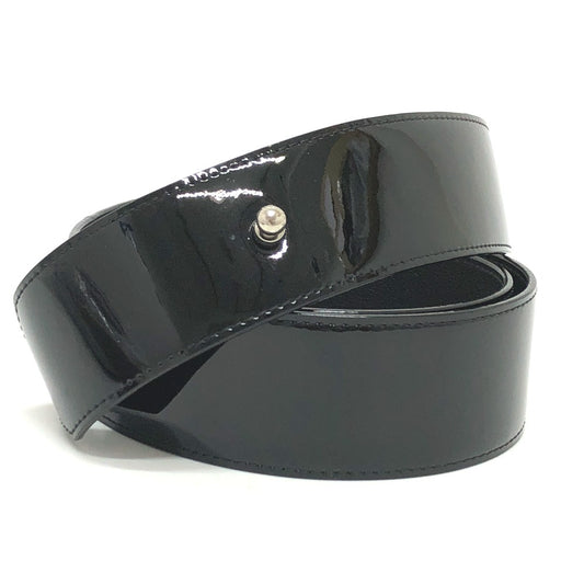 LOUIS VUITTON MP144 Pants Belt, Patent Leather, Women's, Black
