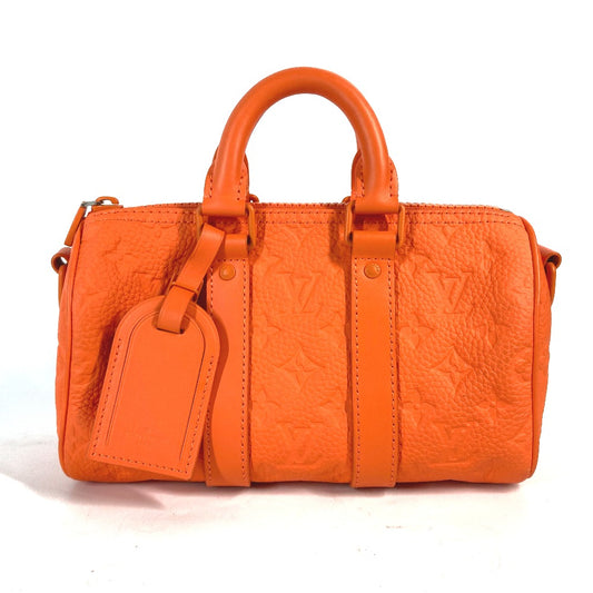LOUIS VUITTON M20930 Monogram Keepall Bandouliere 25 Mini Boston Bag Handbag in Taurillon Leather, Orange