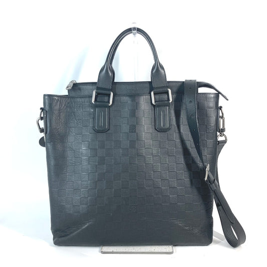 LOUIS VUITTON N41561 Damier Infini Daily Tote Bag, Handbag, Shoulder Bag, 2-Way Bag, Business Bag, Damier Infini Leather, Men's, Onyx, Black