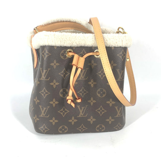 LOUIS VUITTON M46319 Monogram NeoNoe BB Drawstring 2-Way Handbag Fur Crossbody Bag Shoulder Bag Monogram Canvas Women's Brown