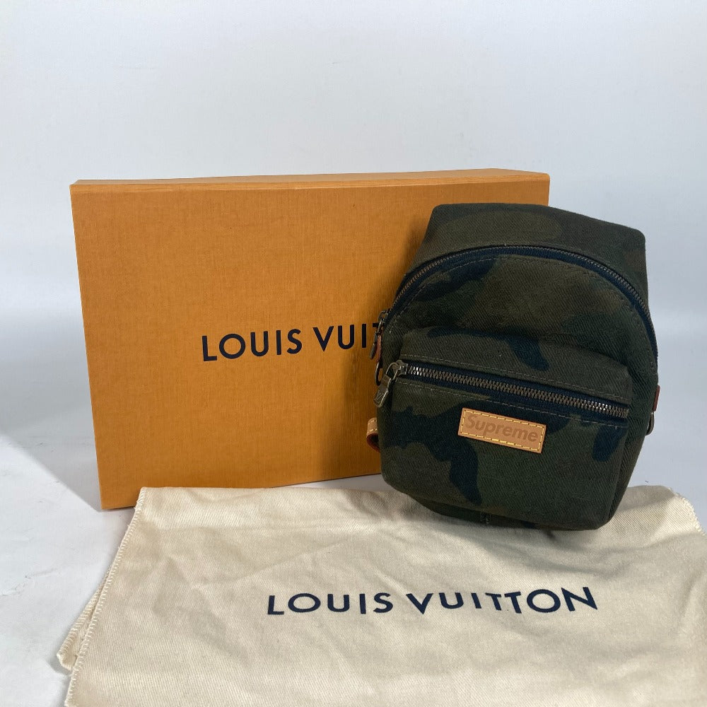 LOUIS VUITTON M44201 Supreme Collaboration Apollo Backpack Nano Bag Charm Rucksack Camouflage Keychain Canvas Unisex Green