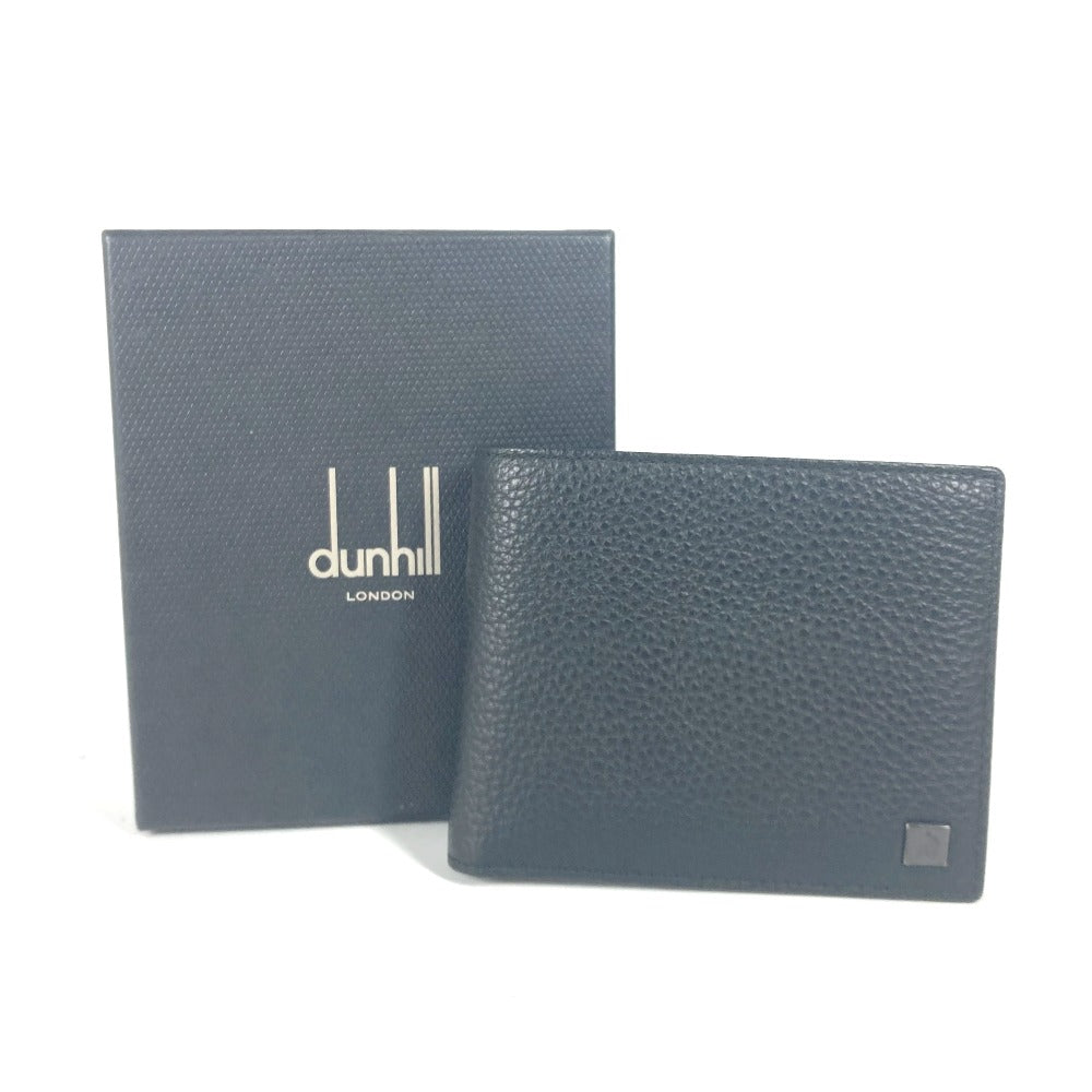Dunhill ロゴ コンパクトウォレット 2つ折り財布 レザー ユニセックス ブラック - brandshop-reference