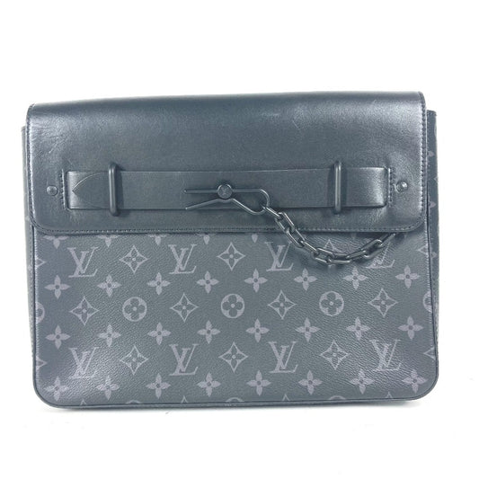 LOUIS VUITTON M80107 Monogram Eclipse Steamer Pochette Bag, Flap Pouch, Second Bag, Clutch Bag, Monogram Eclipse Canvas, Unisex, Black