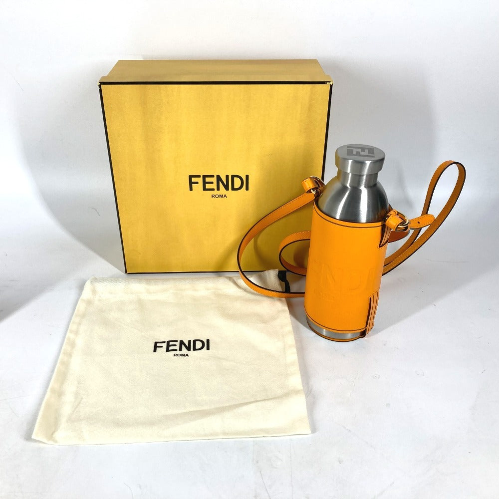 FENDI 7AR972 24BOTTLES Water Bottle with Logo and Case, Stainless Steel, Unisex, Orange