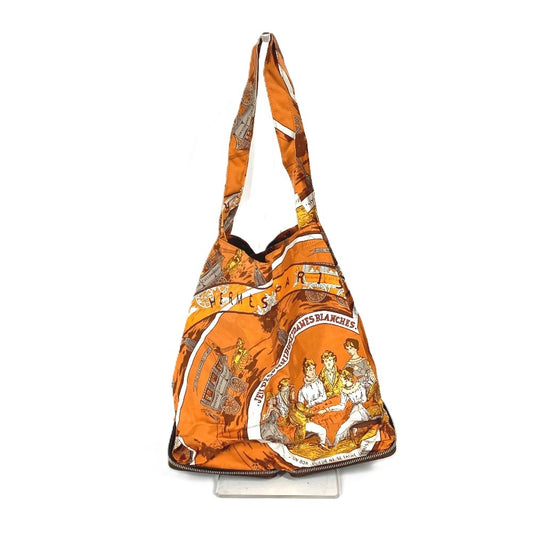 HERMES カバン エコバッグ 折り畳み シルキーポップ トートバッグ ハンドバッグ ショルダーバッグ レザー レディース ブラウン系 - brandshop-reference
