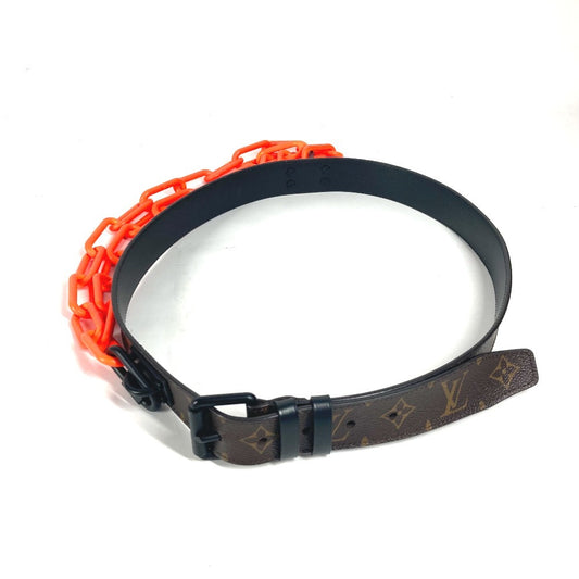 LOUIS VUITTON MP228T Monogram Santur Signature 35mm Chain Pants Belt in Monogram Canvas, Men's, Orange