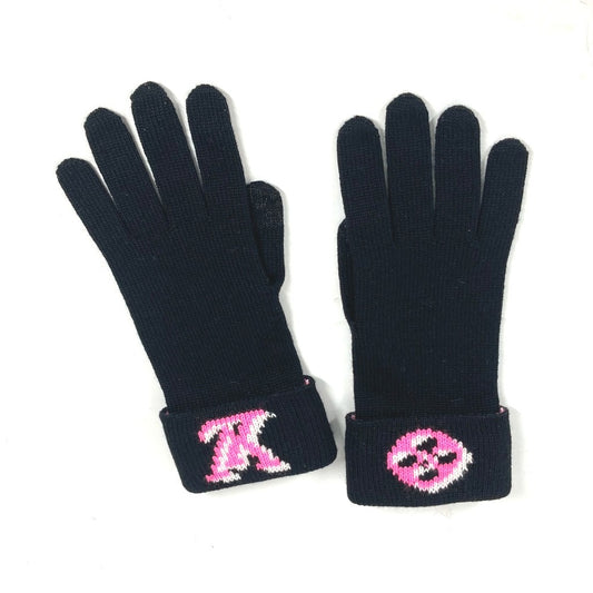 LOUIS VUITTON M76451 ロゴ ゴン 3D モノグラム グローブ アクセサリー 手袋 ウール レディース ブラック - brandshop-reference