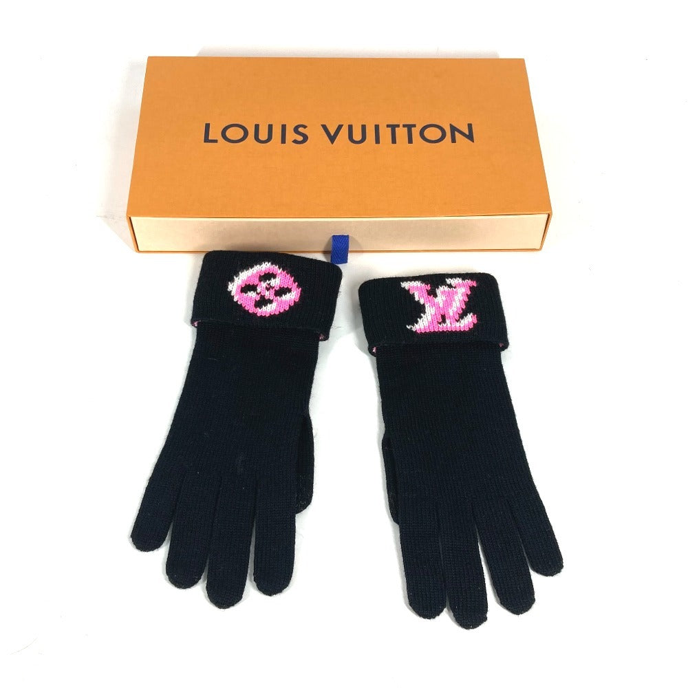 LOUIS VUITTON M76451 ロゴ ゴン 3D モノグラム グローブ アクセサリー 手袋 ウール レディース ブラック - brandshop-reference