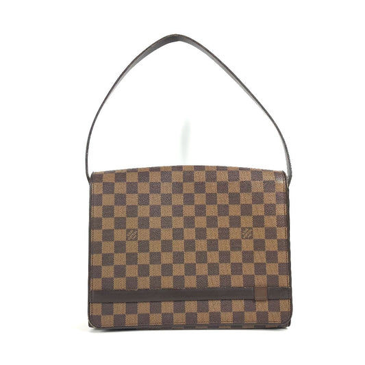 LOUIS VUITTON N51161 ダミエ トライベッカ カレ 肩掛け トートバッグ フラップ カバン ショルダーバッグ ダミエキャンバス レディース エベヌ ブラウン - brandshop-reference