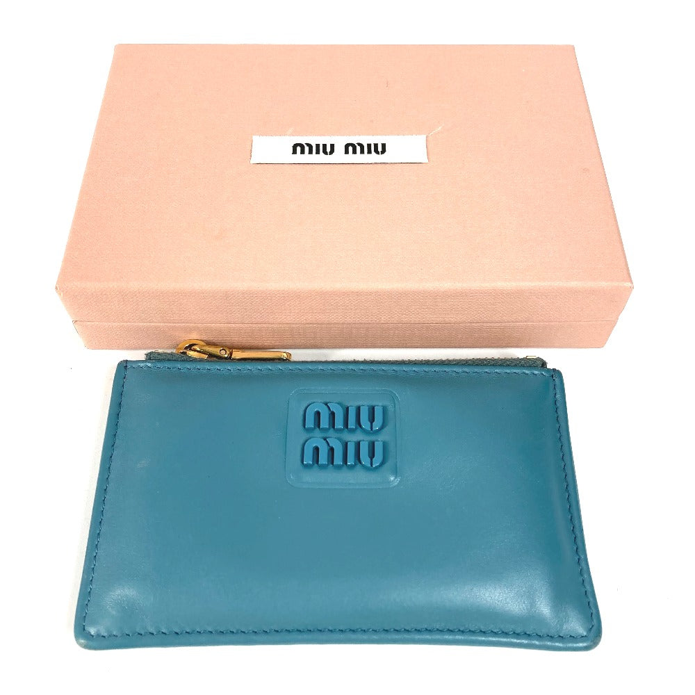 MIUMIU 5MB060 ロゴ 財布 小銭入れ フラグメントケース コインケース レザー レディース ブルー - brandshop-reference