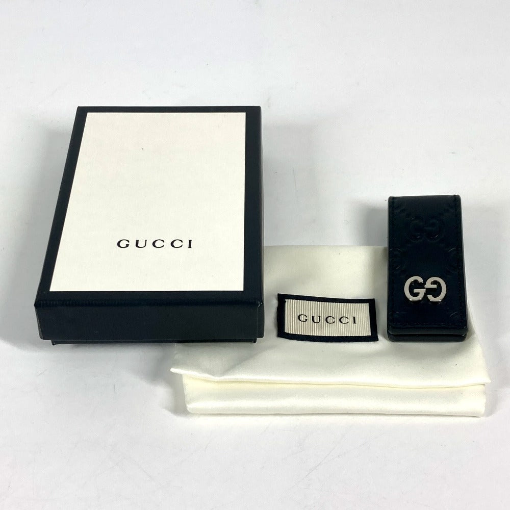 GUCCI 522867 GG Guccissima Wallet with Money Clip, Shimmer Leather, Unisex, Black