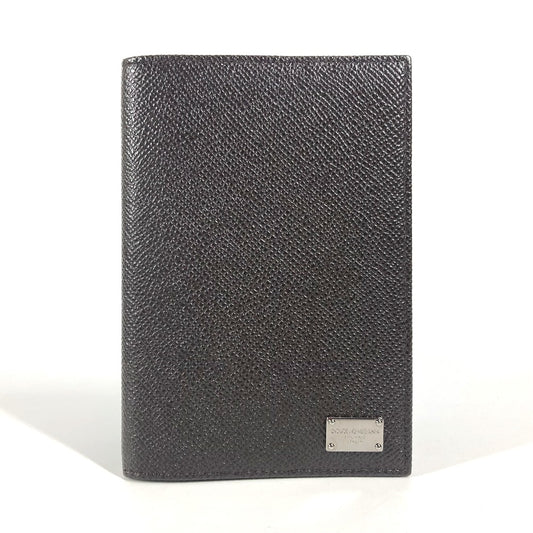 DOLCE&GABBANA Logo Bifold Passport Cover Stationery Passport Case Leather Unisex Brown