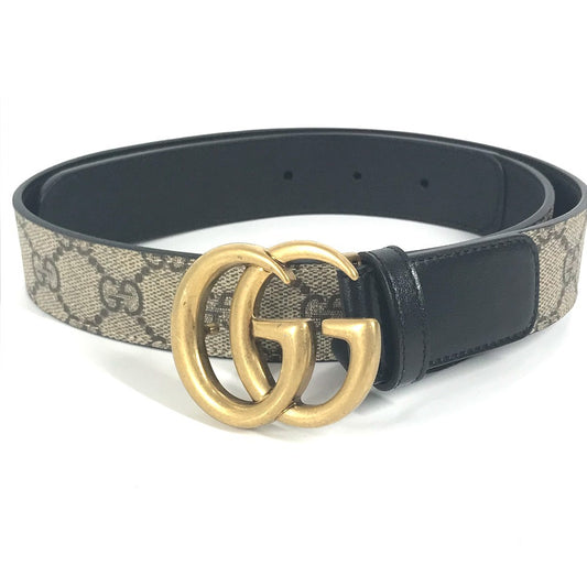GUCCI 625839 GG Supreme Double G Slim Belt with Logo Buckle, Accessory, Pants Belt, GG Supreme Canvas, Women's, Beige