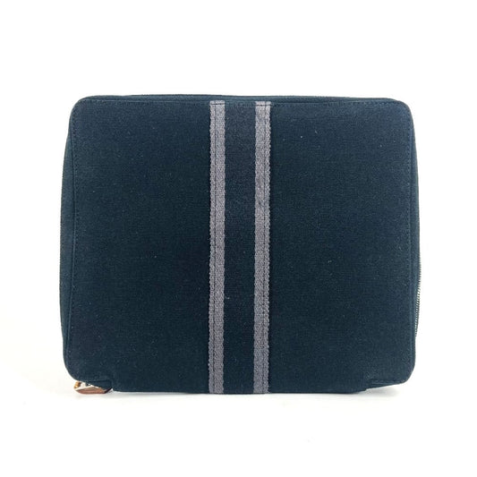 HERMES Foulet Multi-Pouch, Makeup Pouch, Jewelry Case, Cotton, Unisex, Black