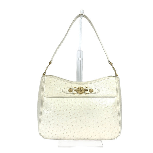 VERSACE ハンドバッグ サンバースト 肩掛け カバン ヴィンテージ ショルダーバッグ 型押しレザー レディース ホワイト系 - brandshop-reference