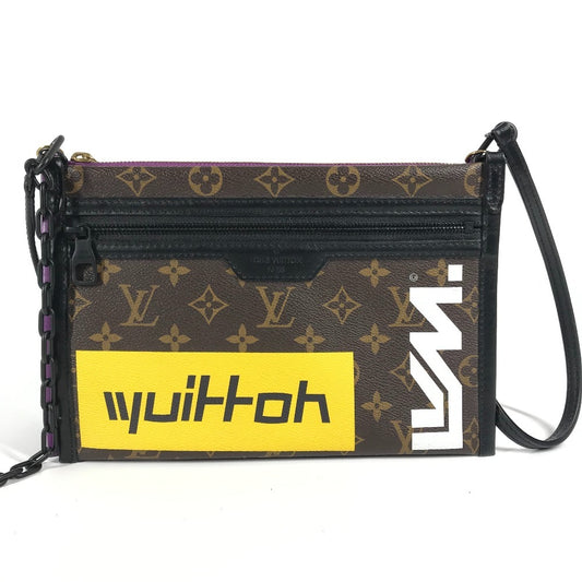 LOUIS VUITTON M44641 モノグラム ロゴストーリー フラットメッセンジャー ポシェット カバン 斜め掛け ショルダーバッグ モノグラムキャンバス ユニセックス ブラウン