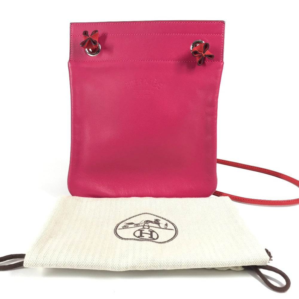 HERMES バイカラー サック アリーヌ ミニ 斜め掛け ポシェット カバン ショルダーバッグ レザー レディース ピンク