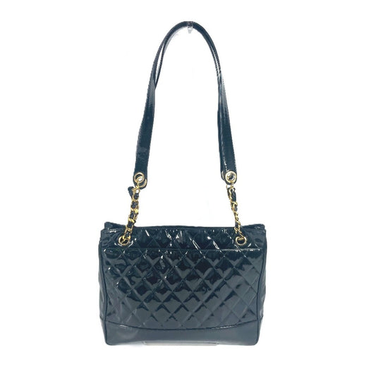 CHANEL Quilted Quilted W Chain Bag Bag Shoulder Bag Enamel Women's Black