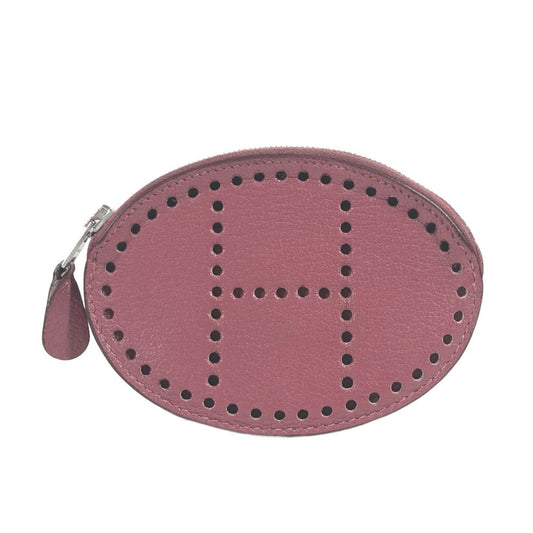 HERMES Evelyn Evelyn H Logo Wallet Coin Purse Coin Case Leather Unisex Purple