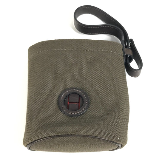 HERMES H800617EKAA Dog Treat Pouch, Leather/Coated Canvas, Unisex, Khaki/Fu Khaki