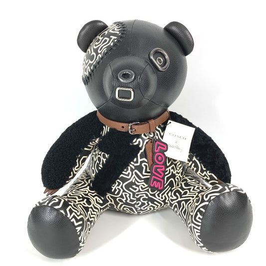 Jurulatih F20819 Keith Haring Outlaw Outlaw Doll Interior Teddy Bear Bear Stuffed Leather Unisex Black