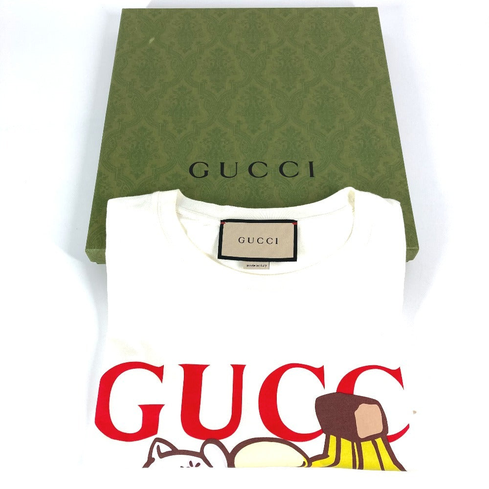 Gucci 615044 Pakaian Watak Bananya Lengan Pendek Mengatasi T-Shirt Lengan Pendek Kapas Lelaki Putih