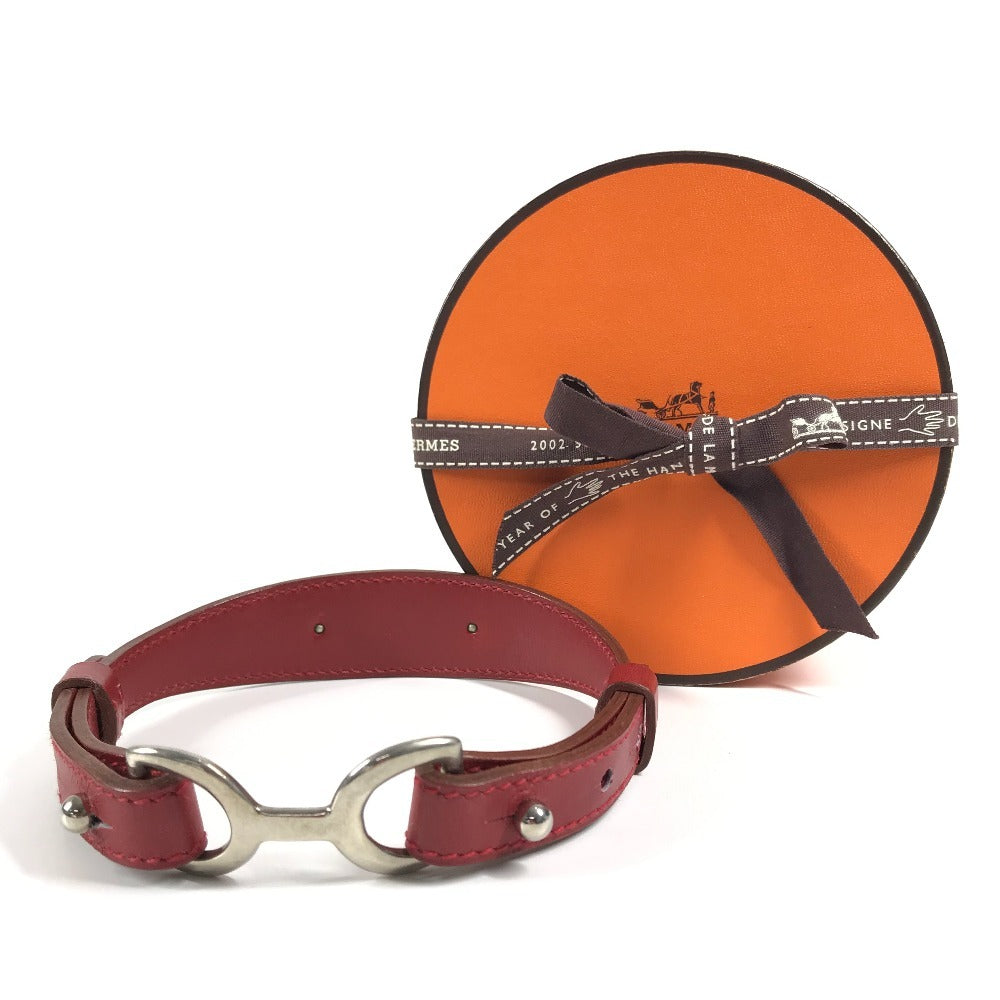 HERMES 개 목걸이 액세서리 애완견 목걸이 가죽 남여 레드