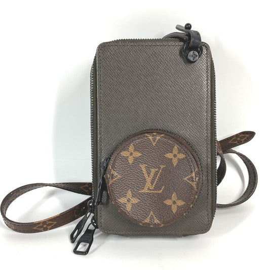 LOUIS VUITTON M30581 Taiga Monogram Phone Box Pochette Bag Crossbody Shoulder Bag Taiga Leather Unisex Brown