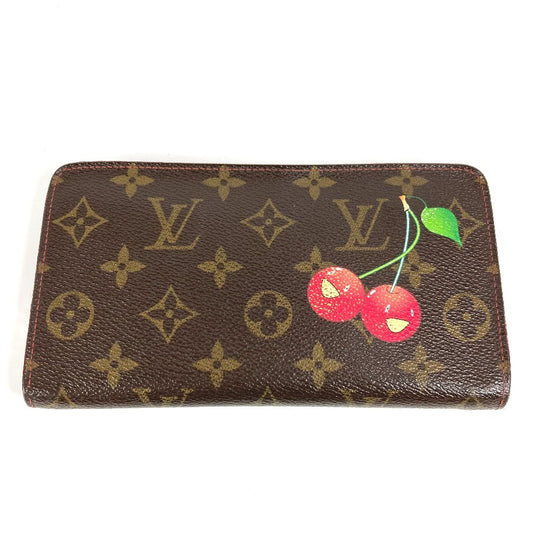 LOUIS VUITTON M95006 モノグラムチェリー 村上隆 ポルト モネ ジップ ロングウォレット ラウンドファスナー 長財布 モノグラムチェリーキャンバス レディース ブラウン