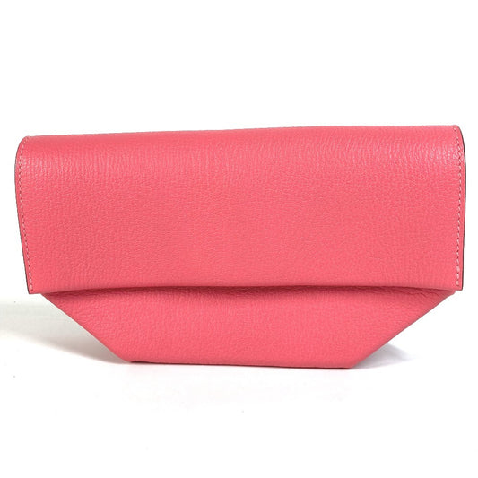 HERMES Opry Clutch Bag Pouch Flap Clutch Bag Chevre Women's Rose Azalee Pink