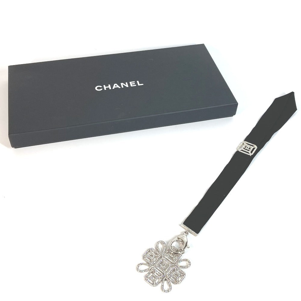 CHANEL CC Cocomark Rhinestone Neck Strap Necklace CC Cocomark Rhinestone Strap Metal Women's Black