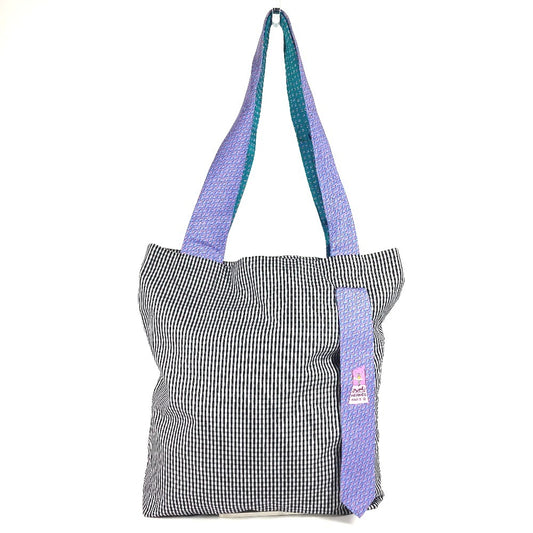 HERMES petit h necktie tote bag, shoulder bag, vertical style, cotton, unisex, multicolor