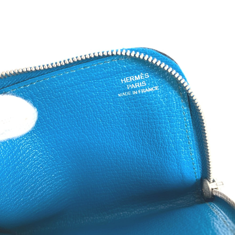 HERMES Remix Duo L-shaped zipper wallet with coin purse, bi-fold leather wallet, unisex, blue