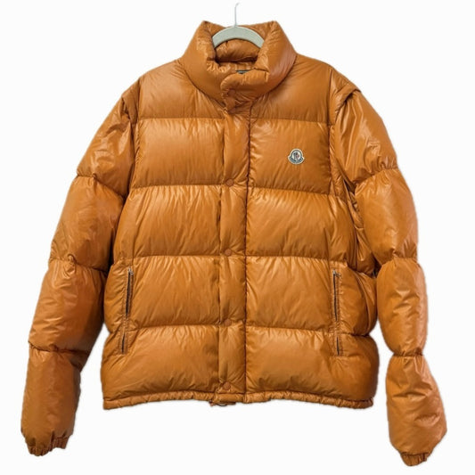 Moncler 2way Down Vest Vest Logo Pakaian Lengan Panjang Bawah Pakaian Outer Down Jacket Nylon Unisex Orange