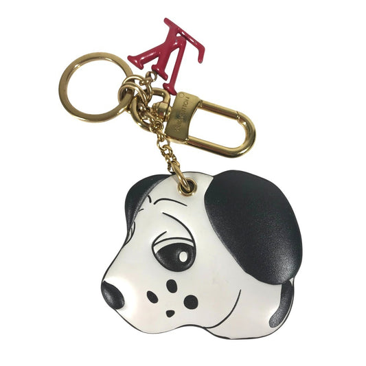 LOUIS VUITTON M01967 Dog Dalmatian Keychain/Animogram Dog Bag Charm Keychain Leather Unisex White