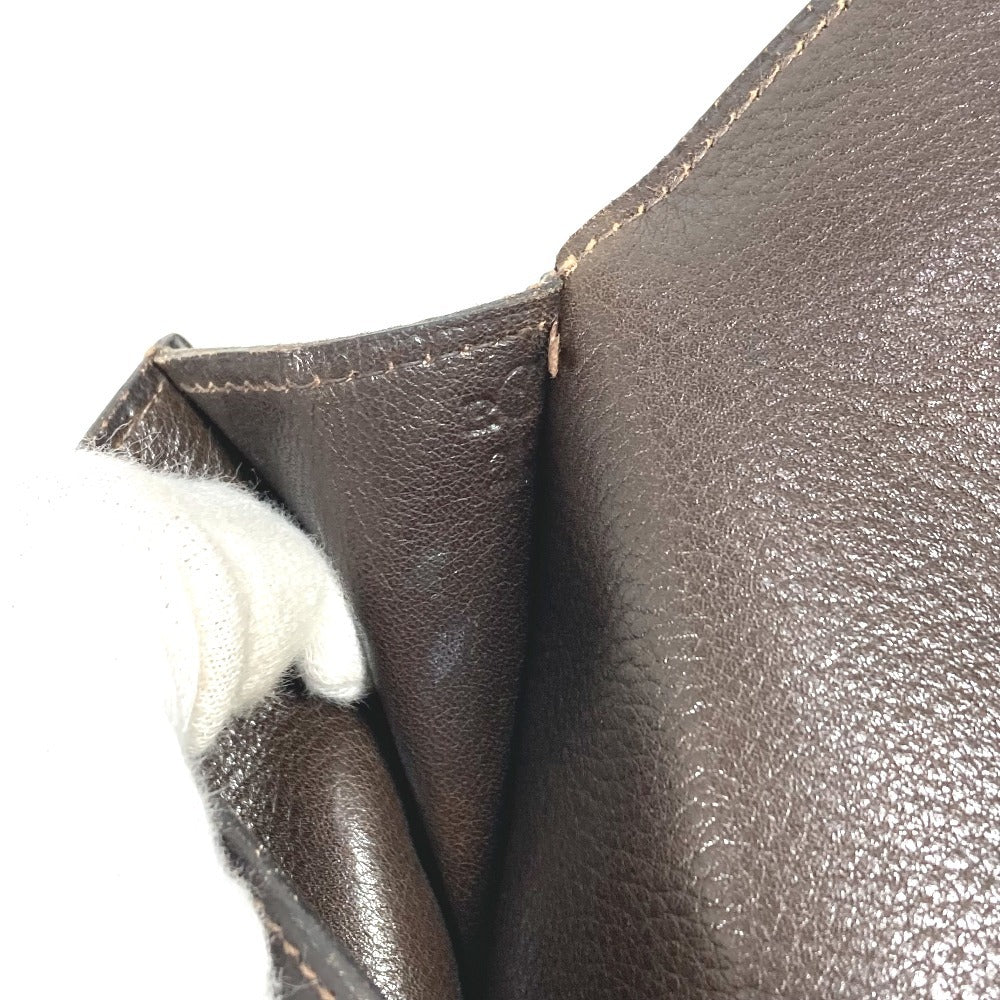 HERMES Vintage Logo Bag Pouch Flap Second Bag Clutch Bag Leather Unisex Brown