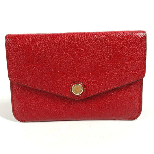 Louis Vuitton M60634 Monogram Emprene Pochette Cle Wallet Coin Purse Flap dengan Cincin Kunci Koin Koin Monogram Emprene Kulit Wanita Lengan Merah