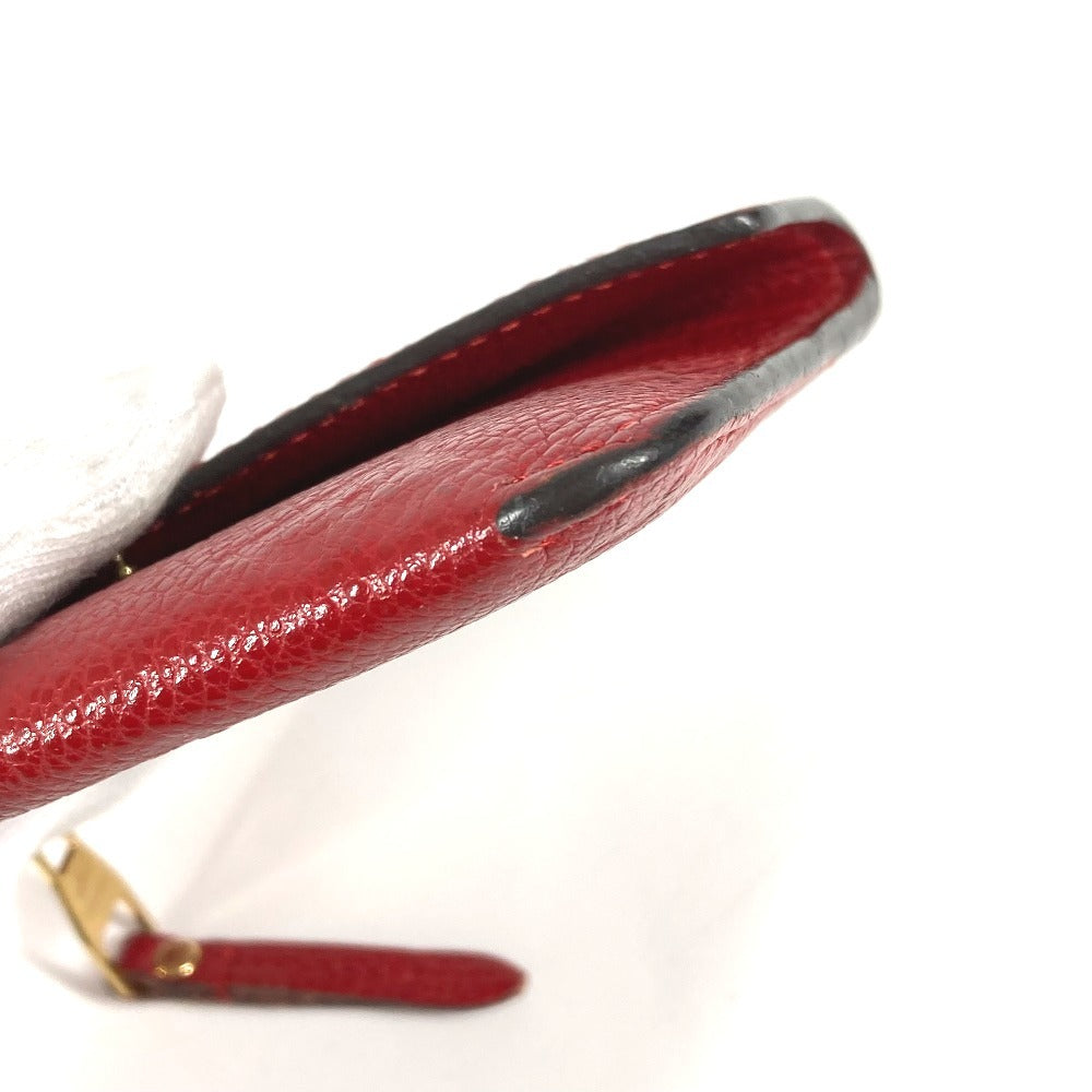 Louis Vuitton M60634 Monogram Emprene Pochette Cle Wallet Coin Purse Flap dengan Cincin Kunci Koin Koin Monogram Emprene Kulit Wanita Lengan Merah