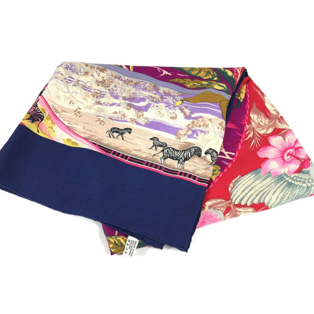 HERMES TROPIQUES トロピック カレジェアン 140 カレジェアン140 ショール ストール 大判 スカーフ カシミヤ レディース ブルー