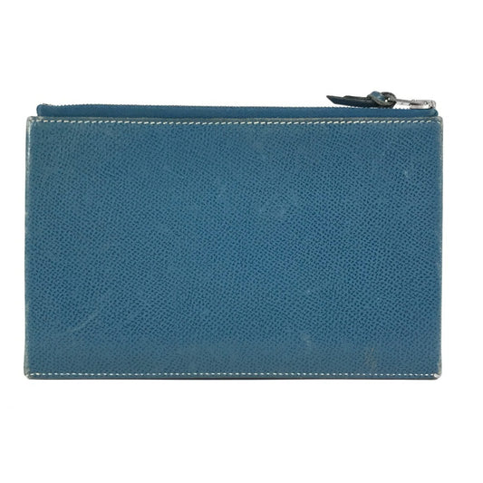 HERMES clutch bag, ship pouch, bag, makeup pouch, flat pouch, Epson, unisex, blue