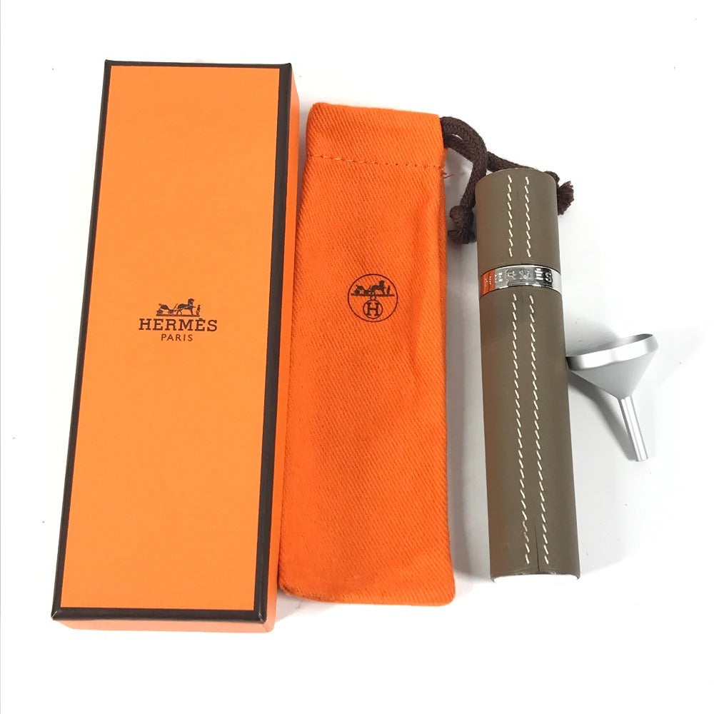HERMES perfume case refillable Atomizer perfume case perfume case accessory case Leather Etoupe gray Used