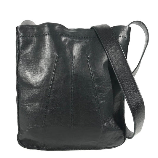 HERMES Toudou Pochette Shoulder Bag, Leather, Women's, Black